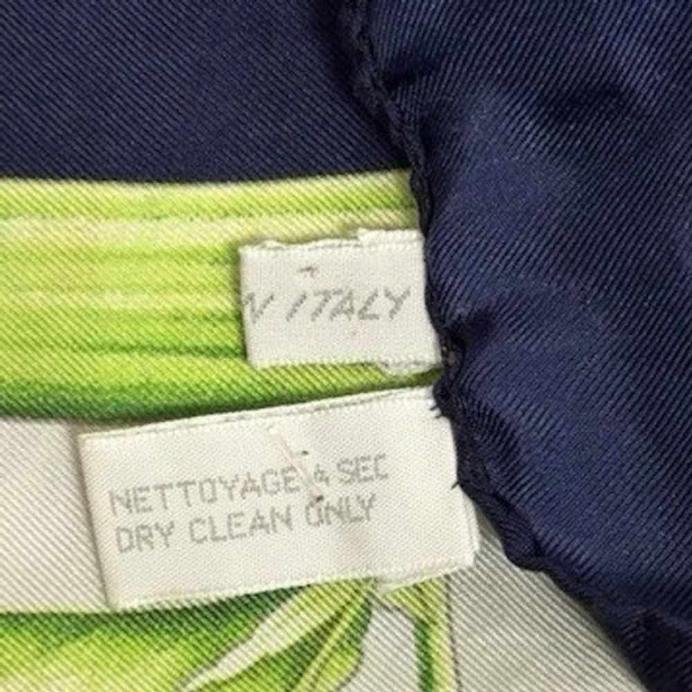Jodhpur Paris Silk Square Scarf Blue Tropical Floral Print 34